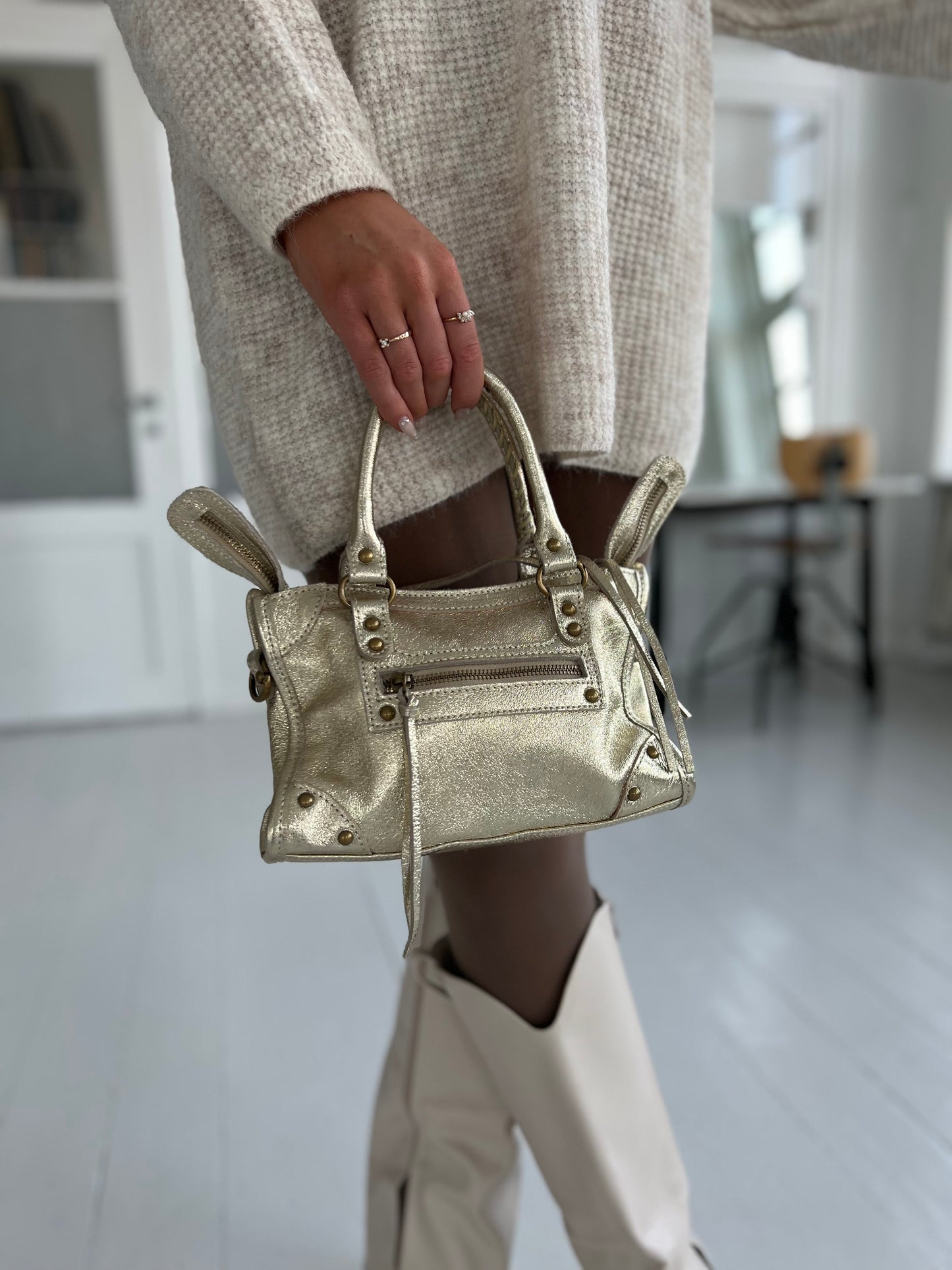 Louisa Lee gold leather handbag