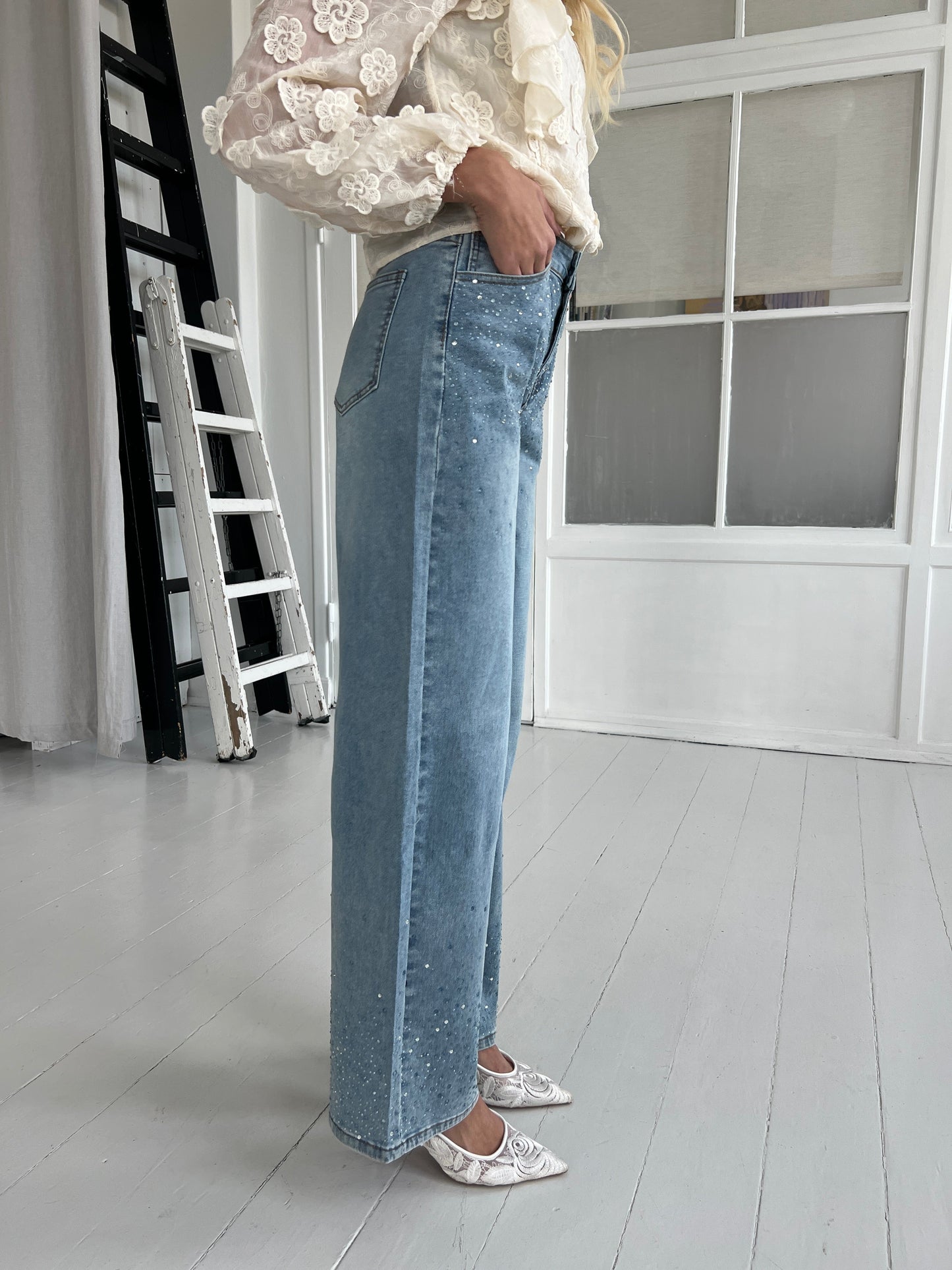 Laulia straight rhinestone jeans