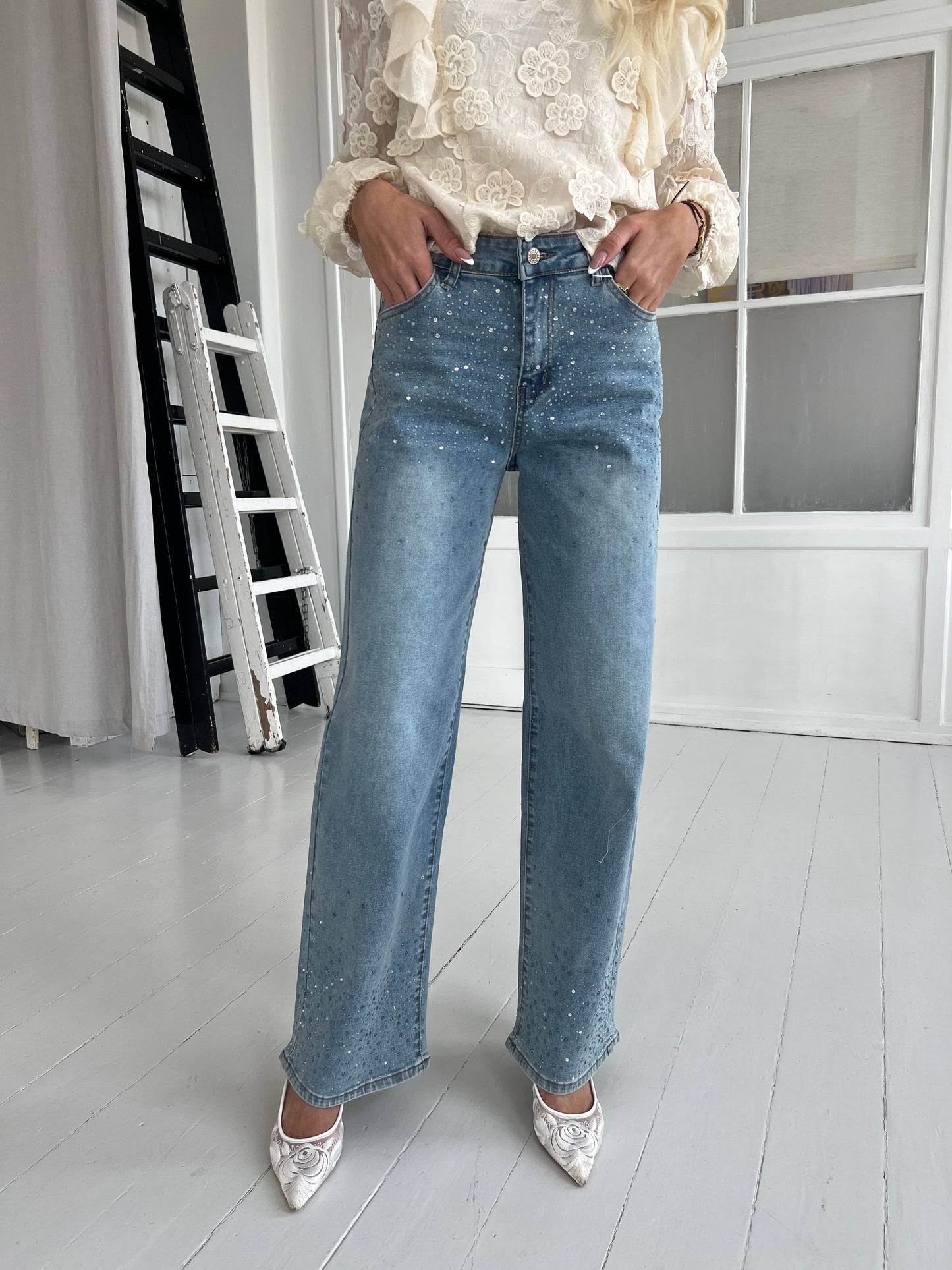Laulia straight rhinestone jeans