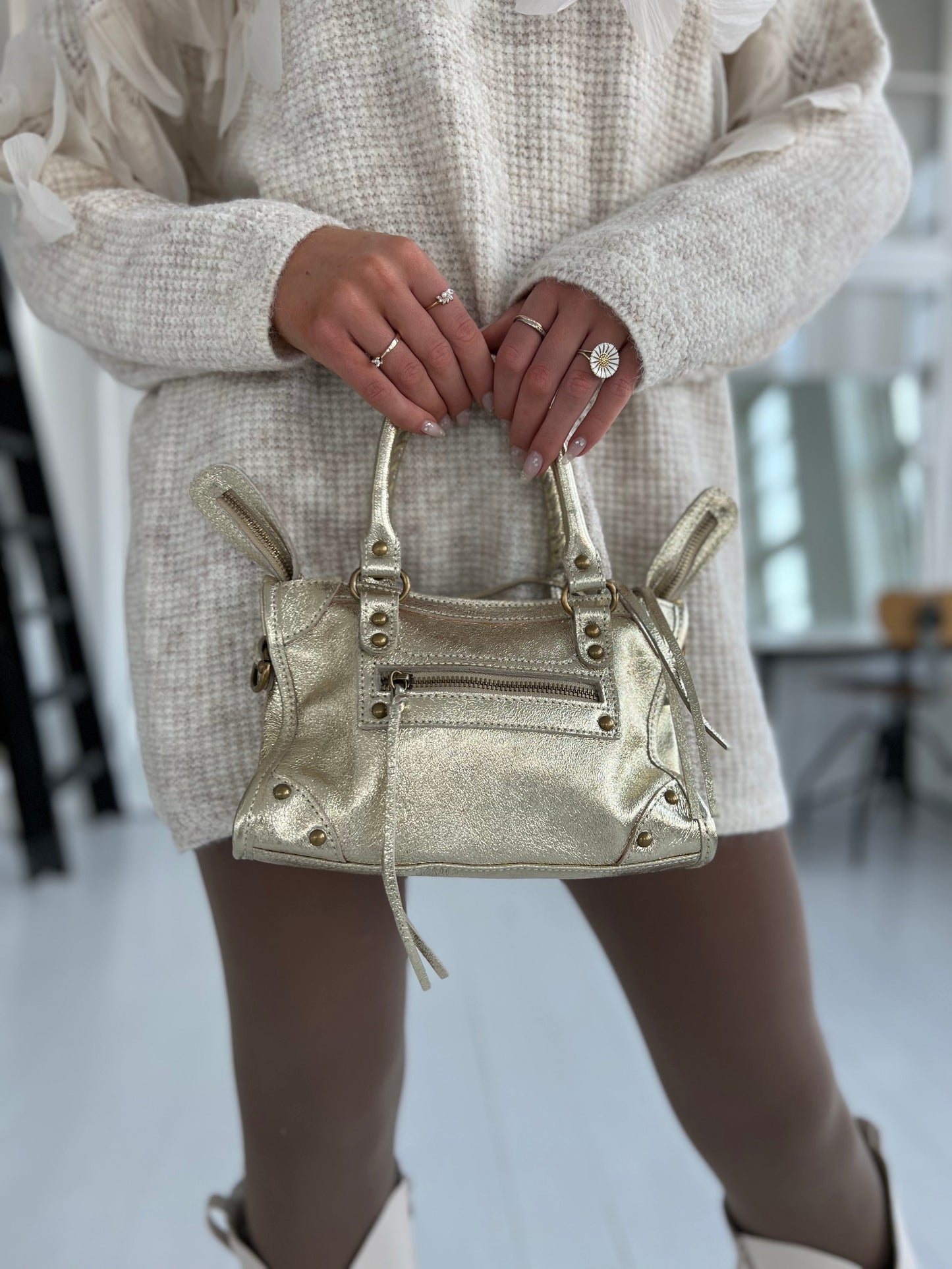 Louisa Lee gold leather handbag