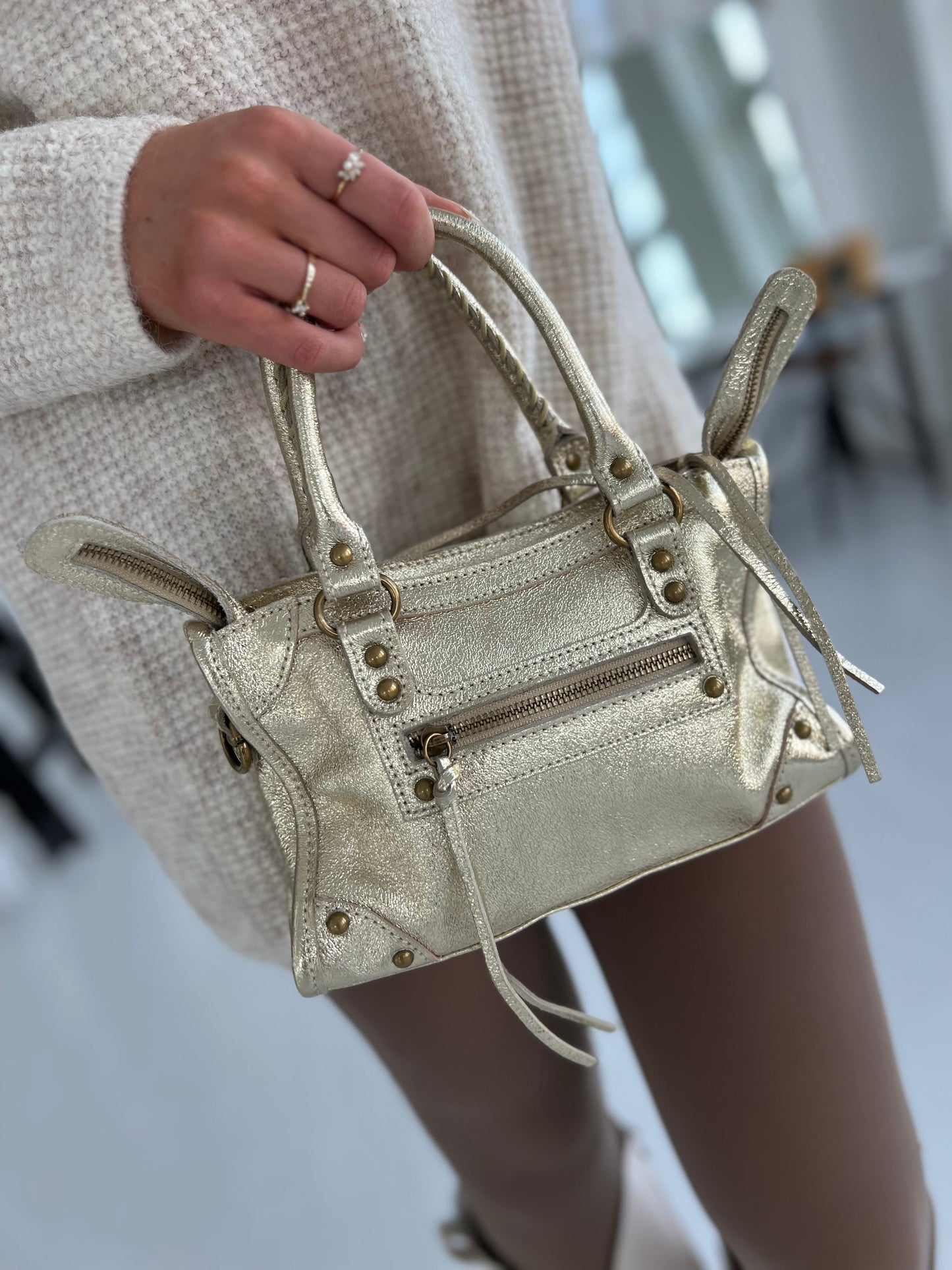 Louisa Lee gold leather handbag