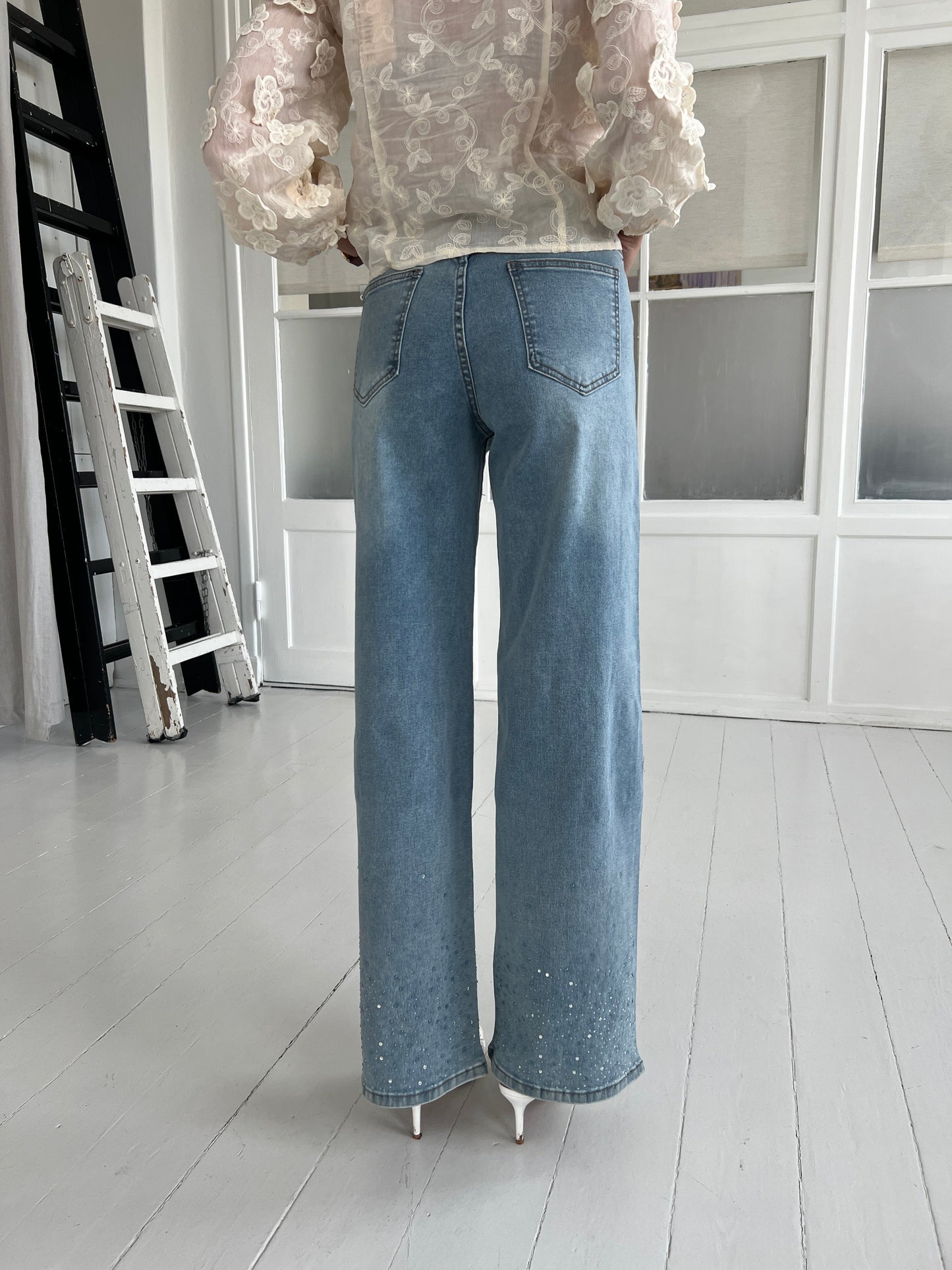 Laulia straight rhinestone jeans