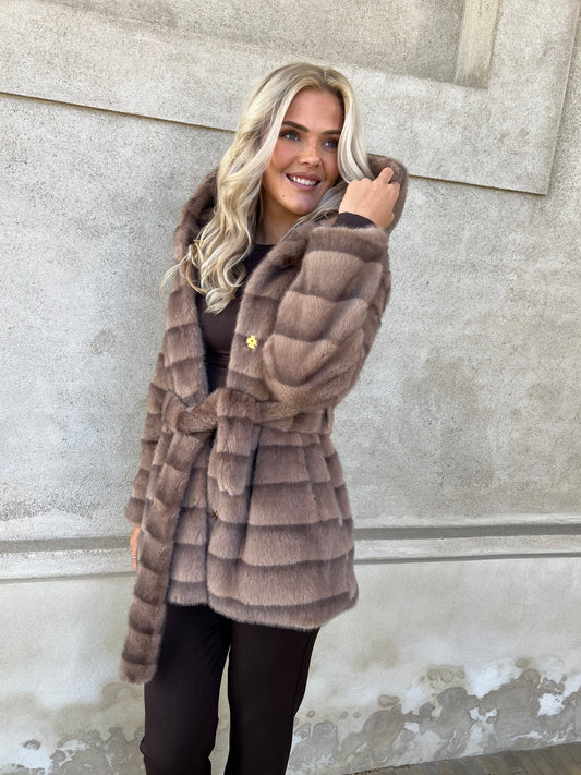 Flam muldvarp fake fur jakke