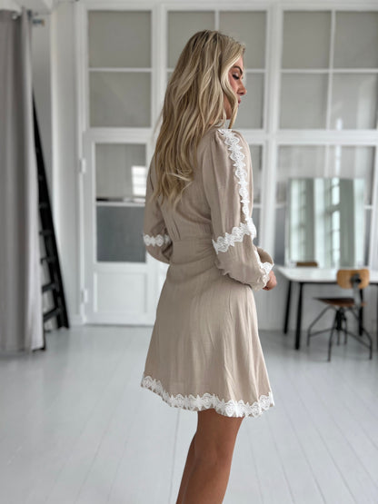 Elli White Taupe lace dress (4054)