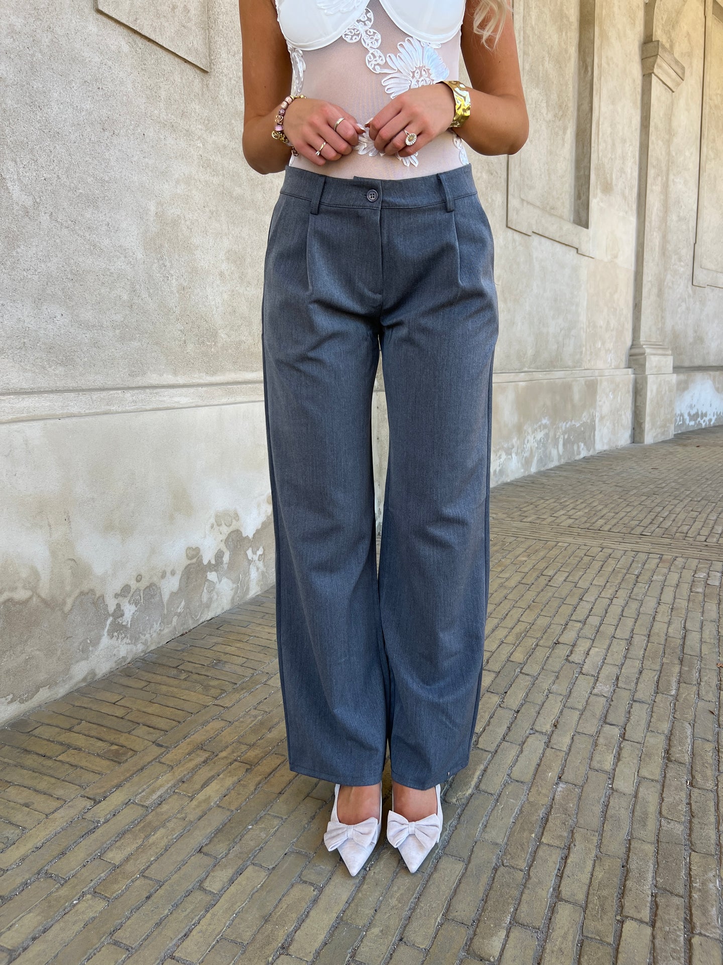 Eight Luxe grey trousers Long