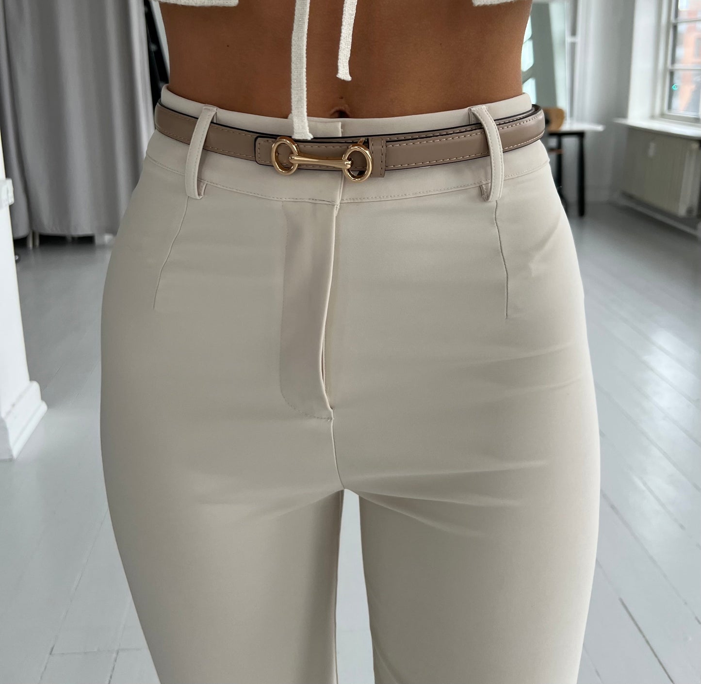 Taupe leather belt (0295)