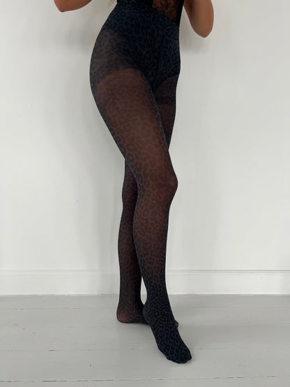 Mochy sorte leopard strømper