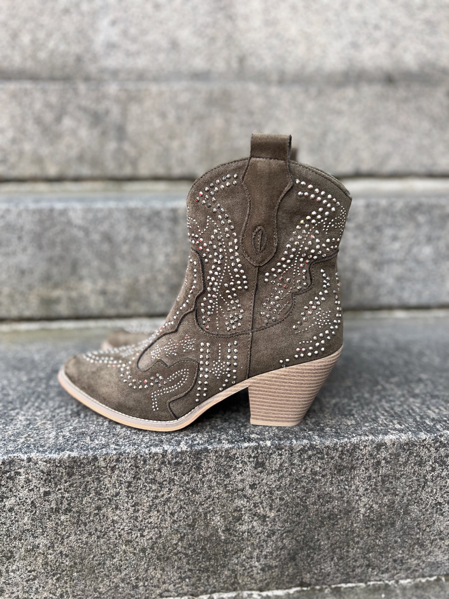 Belle khaki rhinestone boot (3258)