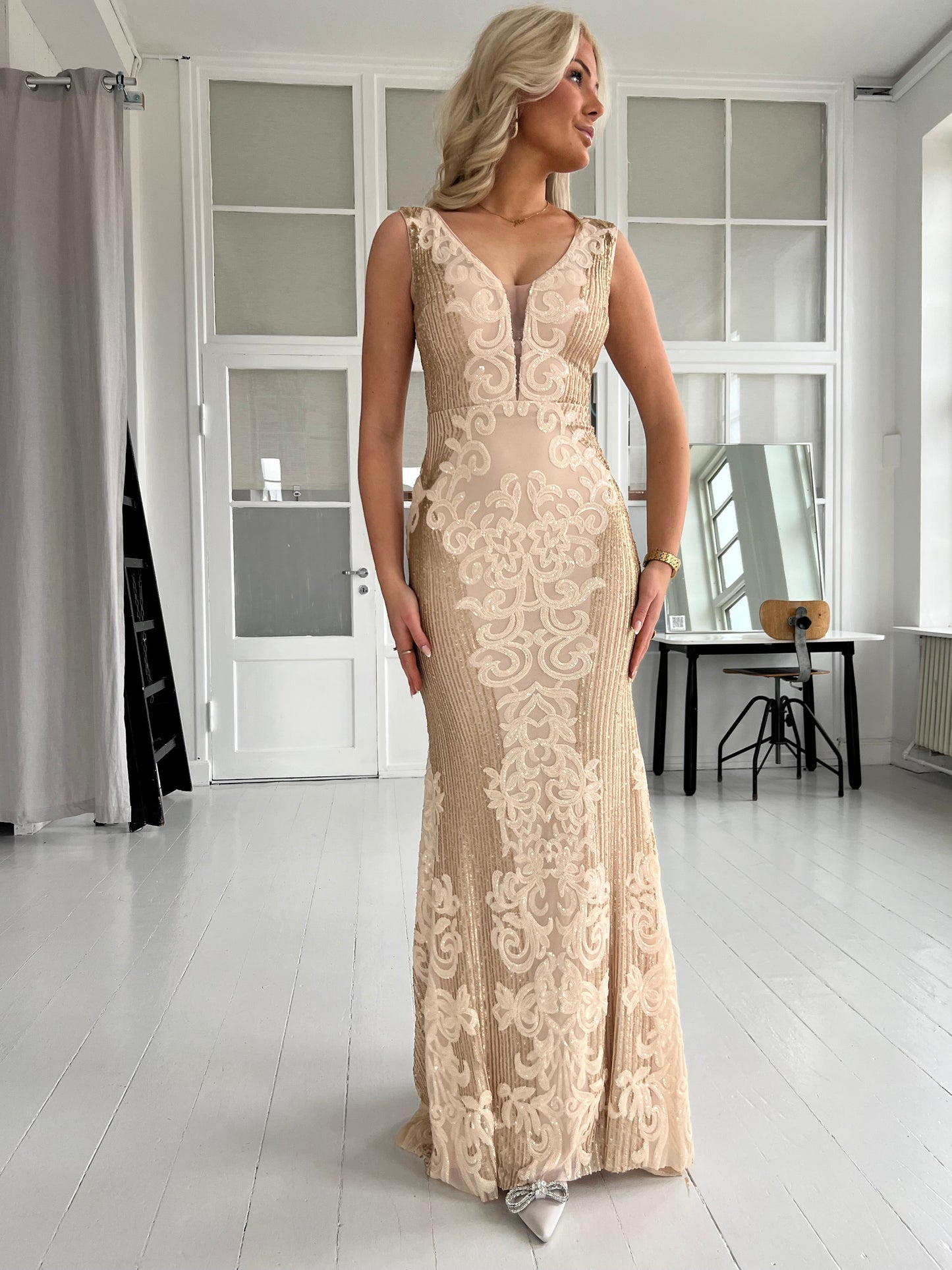 Soky long golden dress (9193)