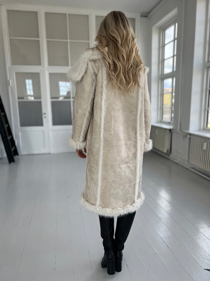 Flam beige faux fur frakke (2212)-jakke-Aaberg Copenhagen