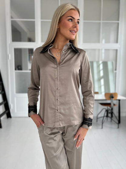 Gaspar grey satin shirt (7332)