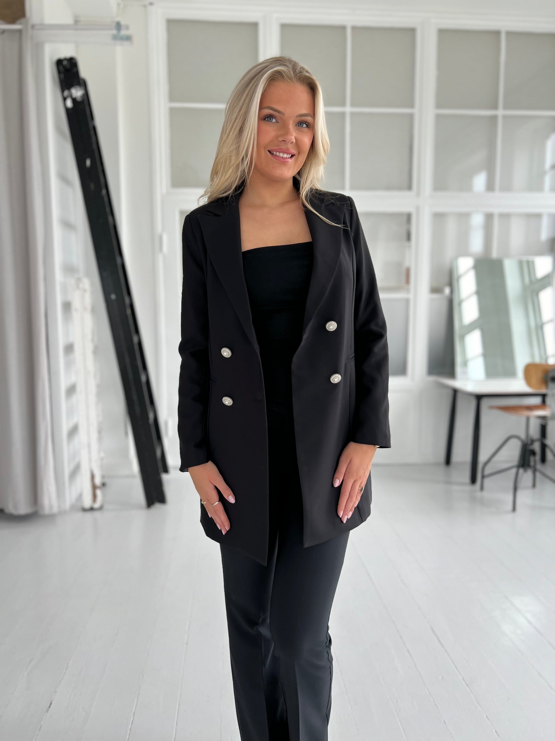 Julia black blazer (6445)-blazer-Aaberg Copenhagen