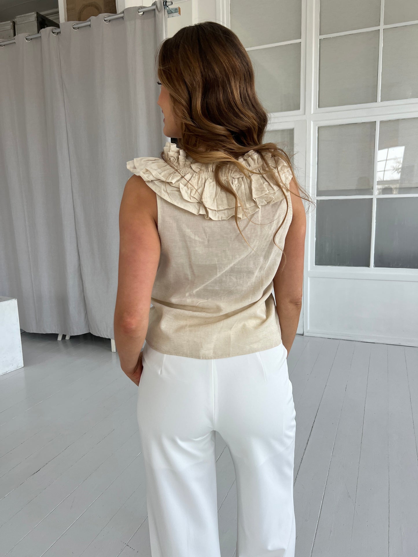 Elli Sand ruffle blouse